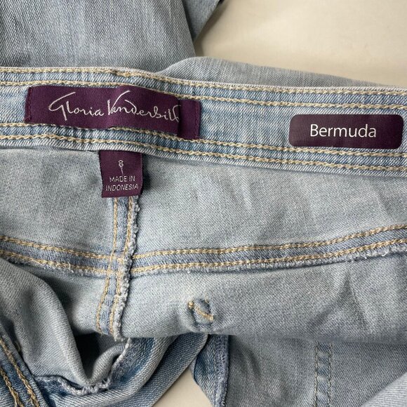 Gloria Vanderbilt Cotton Bermuda Cuffed Shorts with Removeable Belt Sz 8 Modest - Picture 8 of 9